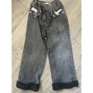 Vintage 2007 Gymboree Black Jeans With Fur Cuffs 3T